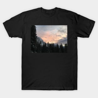 Sunset over snow topped mountains in Switzerland T-Shirt